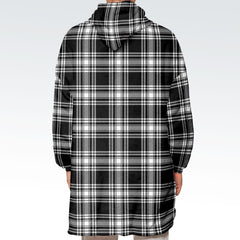 Menzies Black _ White Modern Tartan Hoodie Blanket