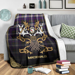 MacDonald Dress Modern Tartan Crest Premium Blanket - Celtic Stag style