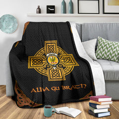 MacLaine (of Lochbuie) Crest Premium Blanket - Black Celtic Cross Style