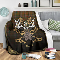 Scott Brown Modern Tartan Crest Premium Blanket - Celtic Stag style