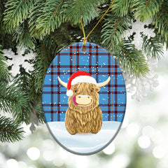 Elliot Ancient Tartan Christmas Ceramic Ornament - Highland Cows Style