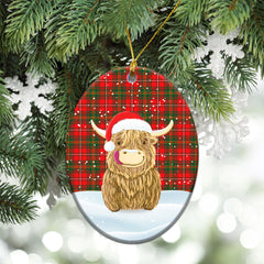 Hay Modern Tartan Christmas Ceramic Ornament - Highland Cows Style