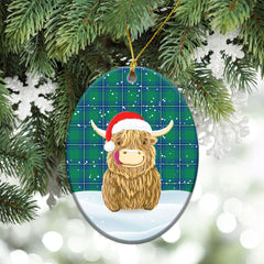 Irvine Ancient Tartan Christmas Ceramic Ornament - Highland Cows Style