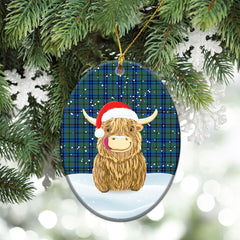 Marshall Tartan Christmas Ceramic Ornament - Highland Cows Style
