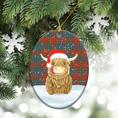Matheson Ancient Tartan Christmas Ceramic Ornament - Highland Cows Style