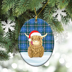 McLucas Tartan Christmas Ceramic Ornament - Highland Cows Style