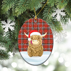 Robertson Weathered Tartan Christmas Ceramic Ornament - Highland Cows Style