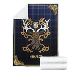 Kirkaldy Tartan Crest Premium Blanket - Celtic Stag style