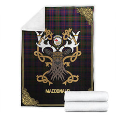 MacDonald Modern Tartan Crest Premium Blanket - Celtic Stag style