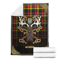 McIndoe Tartan Crest Premium Blanket - Celtic Stag style