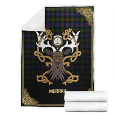Murray of Atholl Modern Tartan Crest Premium Blanket - Celtic Stag style