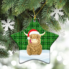 Galloway District Tartan Christmas Ceramic Ornament - Highland Cows Style
