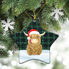 MacAulay Hunting Ancient Tartan Christmas Ceramic Ornament - Highland Cows Style