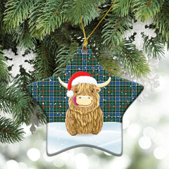 Ogilvie Hunting Ancient Tartan Christmas Ceramic Ornament - Highland Cows Style