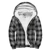 Menzies Black & White Modern Tartan Crest Sherpa Hoodie