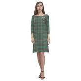 MacKinnon Hunting Ancient Tartan Dress - Round Neck Dress Clan Badge