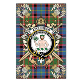 Aikenhead Tartan Crest Black Garden Flag - Gold Thistle Style