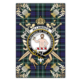 Allardice Tartan Crest Black Garden Flag - Gold Thistle Style
