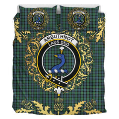 Arbuthnot Tartan Crest Bedding Set - Golden Thistle Style