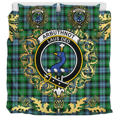 Arbuthnot Ancient Tartan Crest Bedding Set - Golden Thistle Style