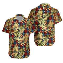 Baillie of Polkemmet Red Tartan Vintage Leaves Hawaiian Shirt