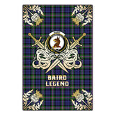 Baird Modern Tartan Crest Black Garden Flag - Gold Thistle Legend Style