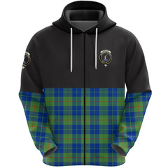 Barclay Hunting Ancient Clan Half Of Tartan Zipper Hoodie