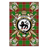 Baxter Modern Tartan Crest Black Garden Flag - Gold Thistle Style