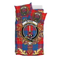 Blane Tartan Crest Bedding Set - Golden Thistle Style