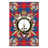 Blane Tartan Crest Black Garden Flag - Gold Thistle Style