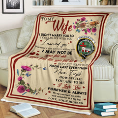 Scots Print Blanket - MacDonald Lord of the Isles Hunting Tartan Crest Blanket To My Wife Style, Gift From Scottish Husband