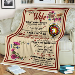 Scots Print Blanket - Stewart (of Appin) Tartan Crest Blanket To My Wife Style, Gift From Scottish Husband