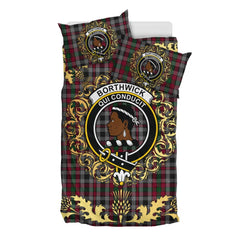 Borthwick Tartan Crest Bedding Set - Golden Thistle Style