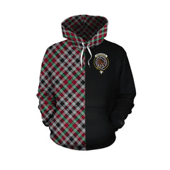 Borthwick Ancient Tartan Hoodie Half of Me - Cross Style