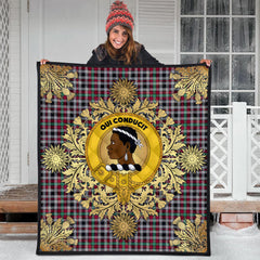 Borthwick Ancient Tartan Crest Premium Quilt - Gold Thistle Style