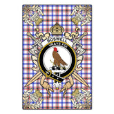 Boswell Modern Tartan Crest Black Garden Flag - Gold Thistle Style
