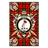 Brodie Modern Tartan Crest Black Garden Flag - Gold Thistle Style