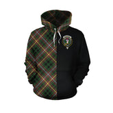 Buchanan Hunting Tartan Hoodie Half of Me - Cross Style