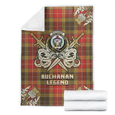 Buchanan Old Set Weathered Tartan Gold Courage Symbol Blanket