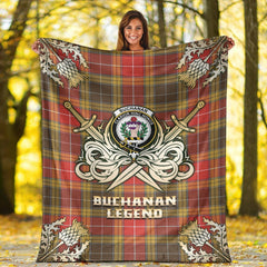 Buchanan Old Set Weathered Tartan Gold Courage Symbol Blanket