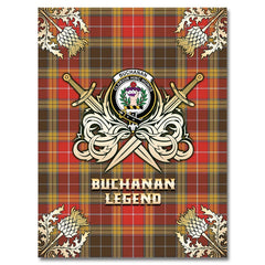 Buchanan Old Set Weathered Tartan Gold Courage Symbol Blanket