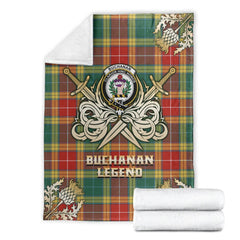 Buchanan Old Sett Tartan Gold Courage Symbol Blanket