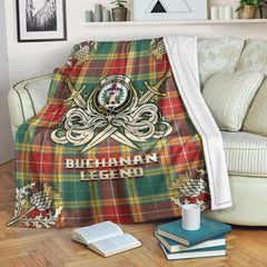 Buchanan Old Sett Tartan Gold Courage Symbol Blanket