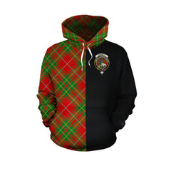 Burnett Ancient Tartan Hoodie Half of Me - Cross Style