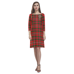 MacKinnon Modern Tartan Dress - Round Neck Dress Clan Badge