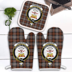 Cameron Of Erracht Weathered Tartan Crest Oven Mitt And Pot Holder (2 Oven Mitts + 1 Pot Holder)