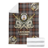 Cameron of Erracht Weathered Tartan Gold Courage Symbol Blanket