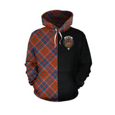 Cameron of Lochiel Ancient Tartan Hoodie Half of Me - Cross Style