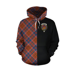 Cameron of Lochiel Ancient Tartan Hoodie Half of Me - Cross Style