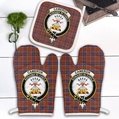 Cameron Of Lochiel Ancient Tartan Crest Oven Mitt And Pot Holder (2 Oven Mitts + 1 Pot Holder)